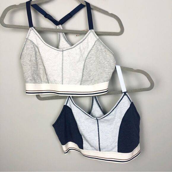 AERIE | SET OF 2 Chill Play Move Bra Tops Bralettes Gray & Blue Women’s Size XL - Picture 2 of 9